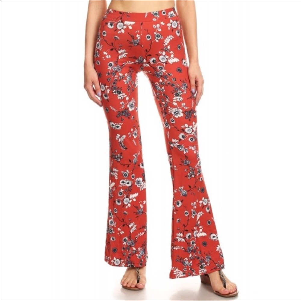 SOFT BRUSHED PRINTED FLARE PANTS